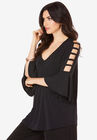 Ultrasmooth® Fabric Lattice-Sleeve Top, , alternate image number null