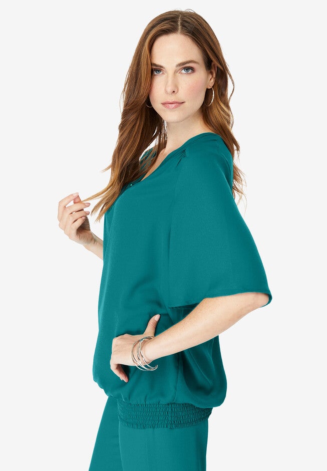 Y-Neck Georgette Top, , alternate image number null