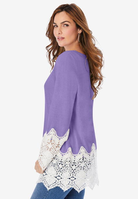 Fine Gauge Lace Pullover, , alternate image number null