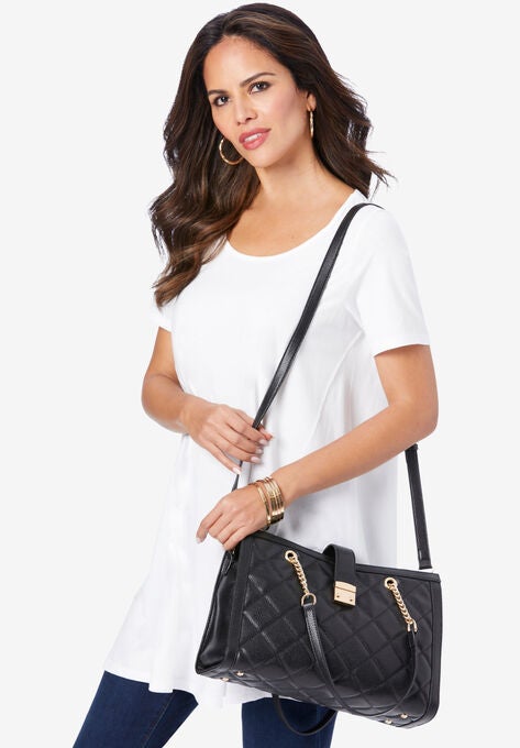 Quilted Tote Bag, BLACK, hi-res image number null