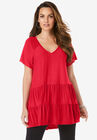 Tiered Slub Ultra Femme Tee, VIVID RED, hi-res image number null