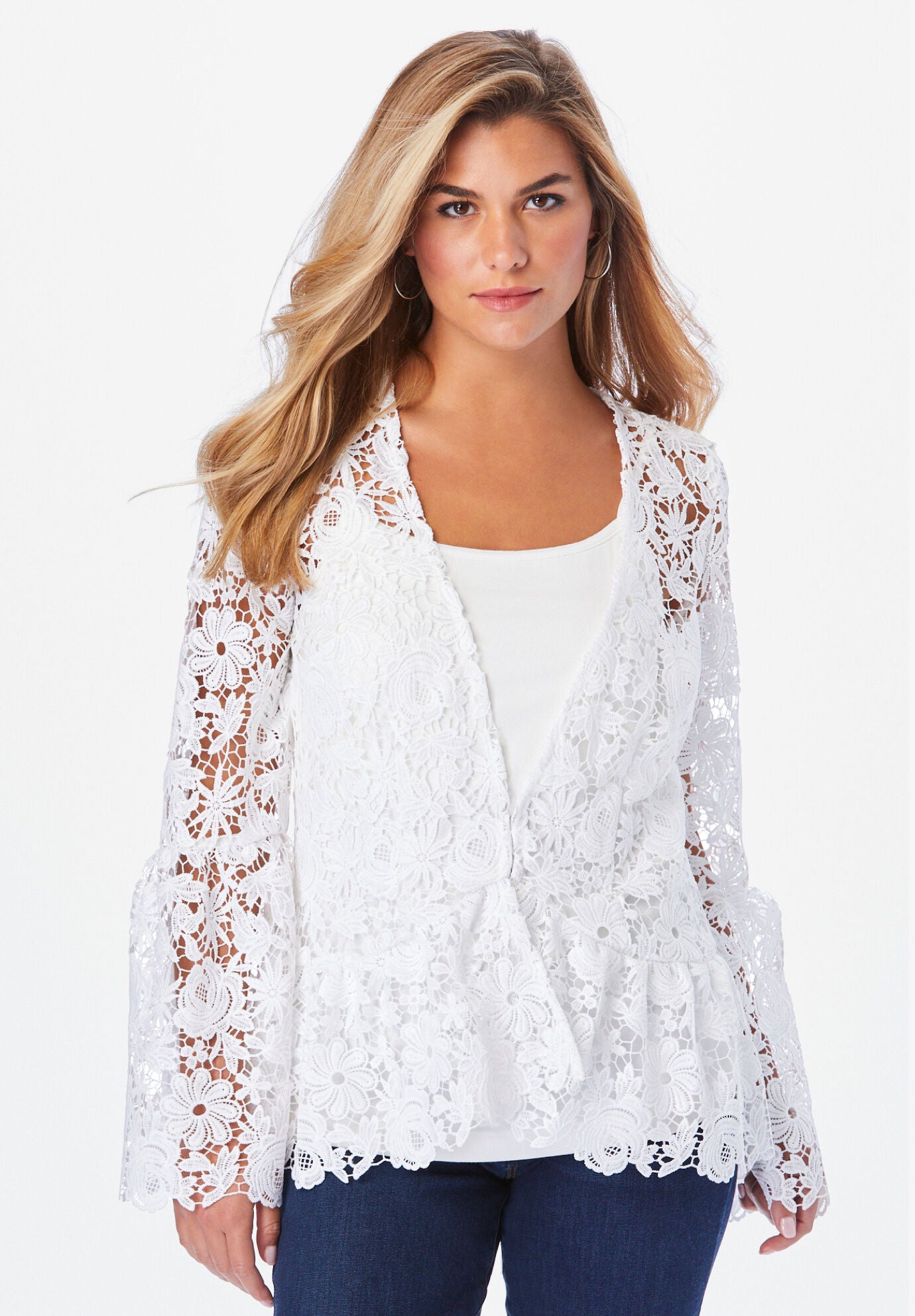 【1度着用】acka lace sleeve jacket Bell Sleeve Lace Jacket | Fullbeauty Outlet