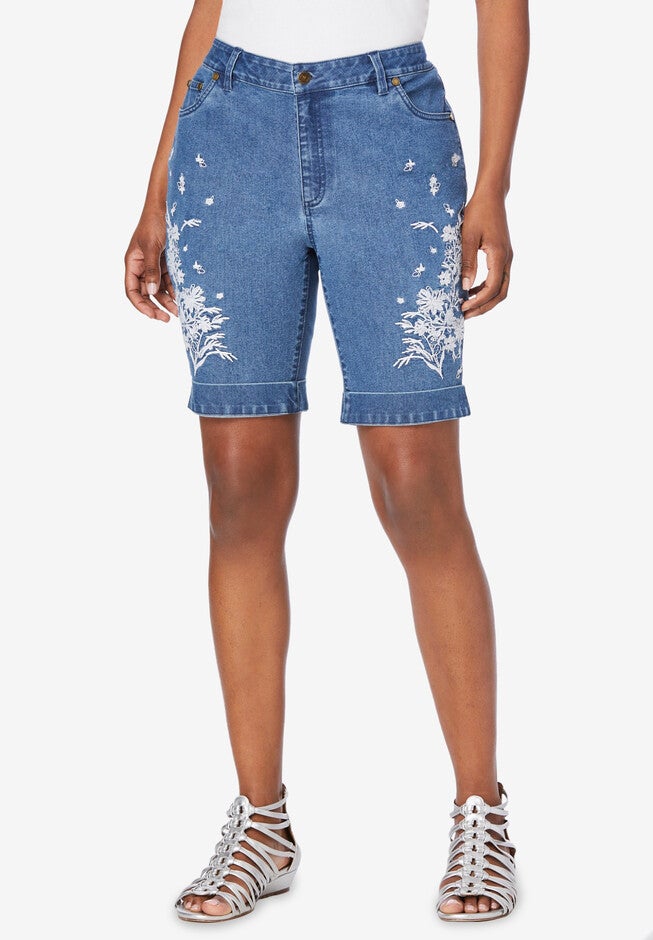 Floral Embroidered Short, WHITE EMBROIDERED GARDEN, hi-res image number null