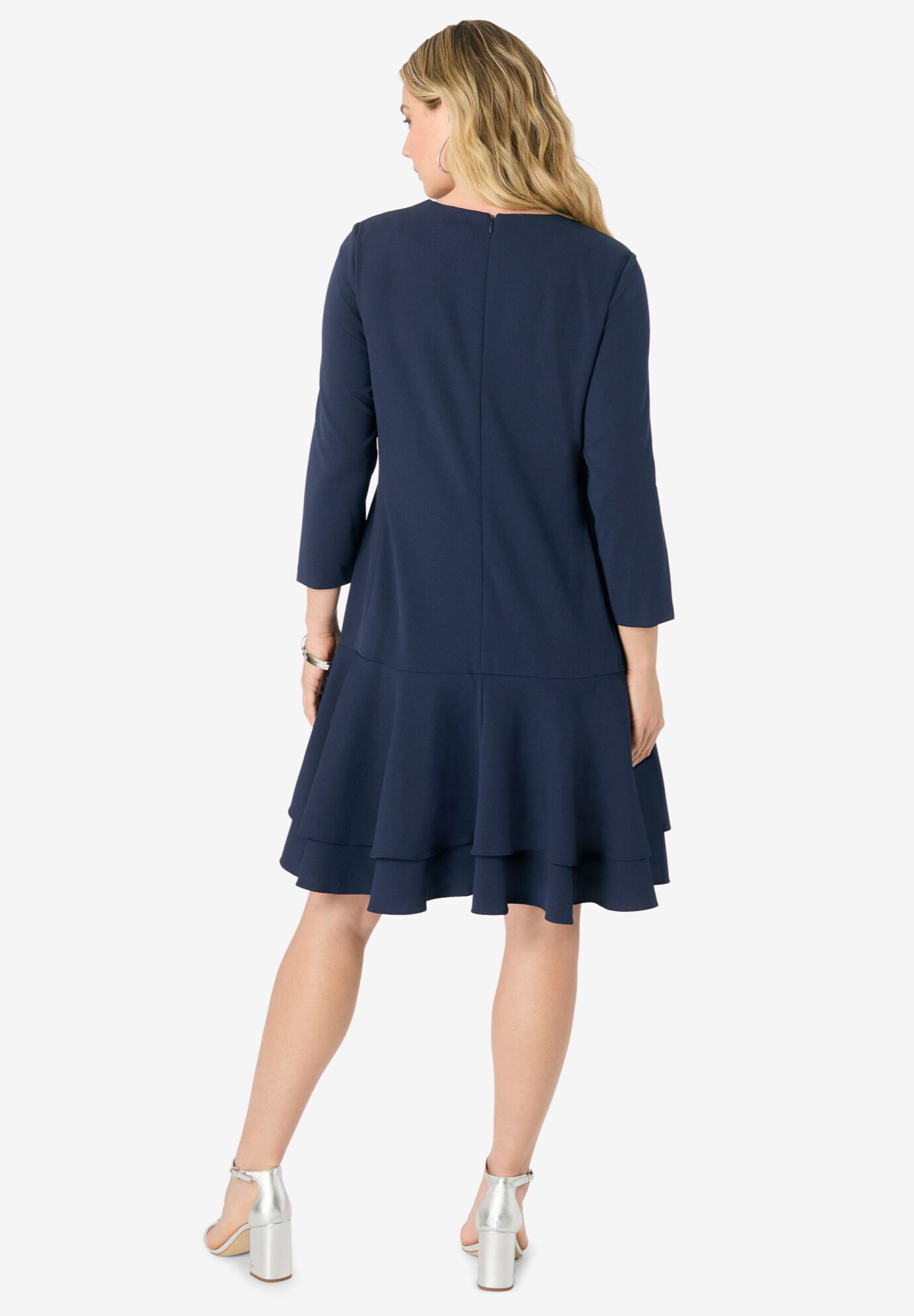 Ruffle-Detailed Dress, NAVY, on-hover image number 1
