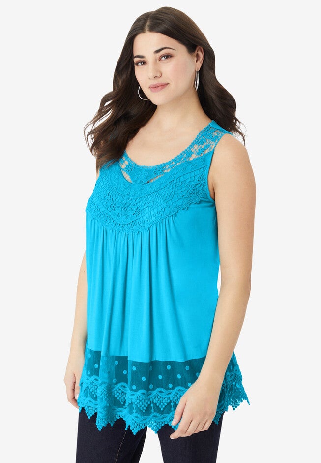 Illusion Lace Bib Tank, , alternate image number null