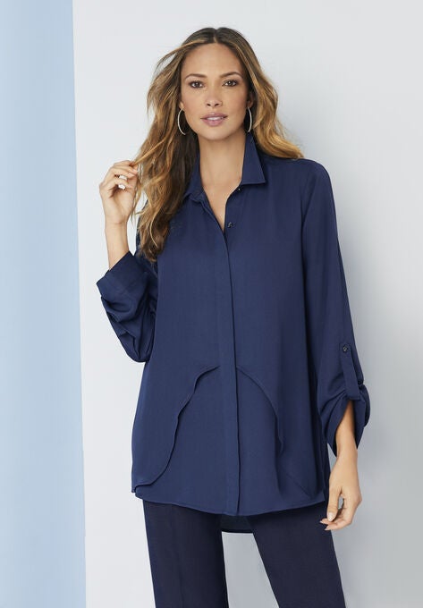 Georgette Overlay Big Shirt, , alternate image number null
