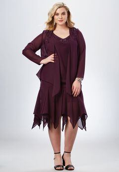 Plus Size Special Occasion For Women Full Beauty Beaded Jacket Dress