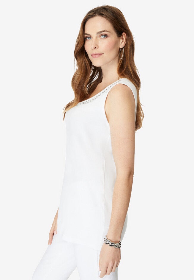 Rhinestone-Trimmed Tank, , alternate image number null