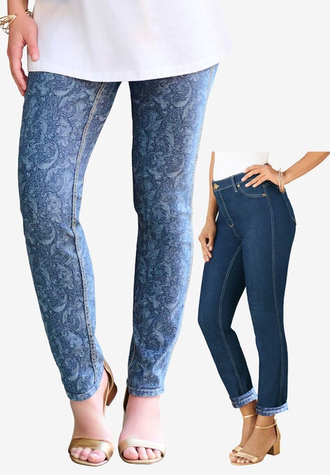 Reversible Straight-Leg Jean, DENIM ETCHED FILIGREE, hi-res image number null