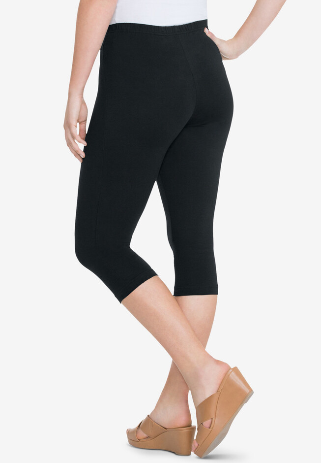 Roaman's Women's Plus Size Ankle-Length Essential Stretch Legging - 2X,  Black