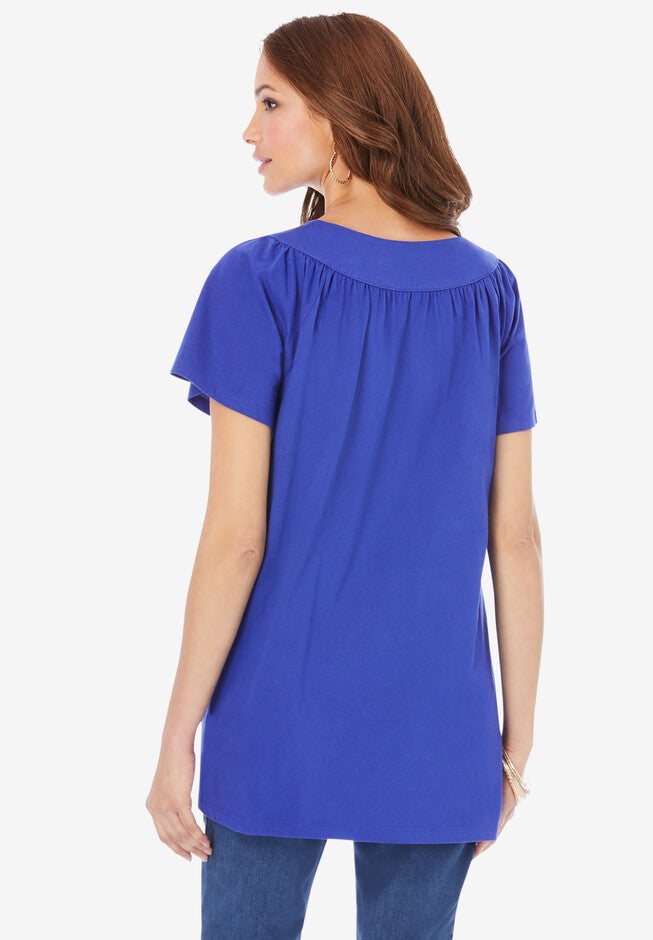 Banded V-Neck Ultimate Tee, , on-hover image number null