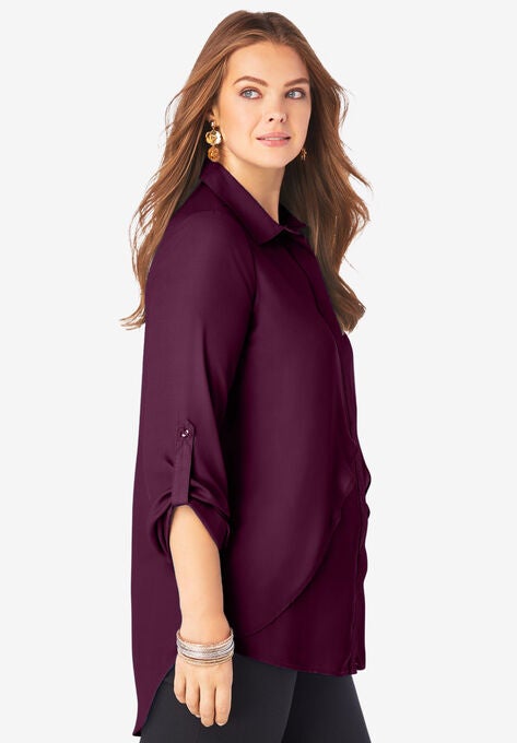 Georgette Overlay Big Shirt, , alternate image number null