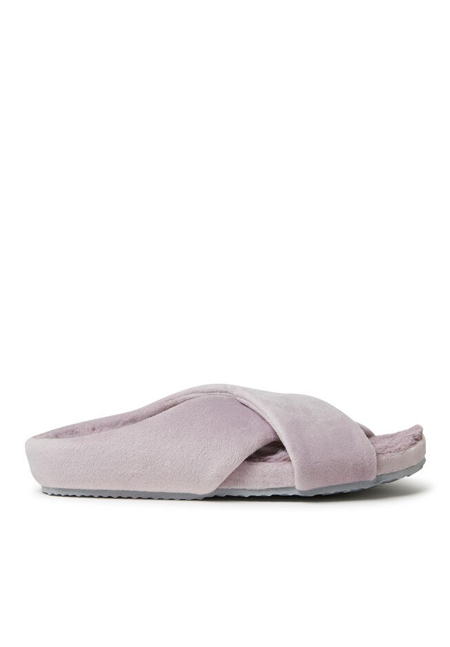 Maeve Velour Crisscross Molded Footbed Slide, , alternate image number null
