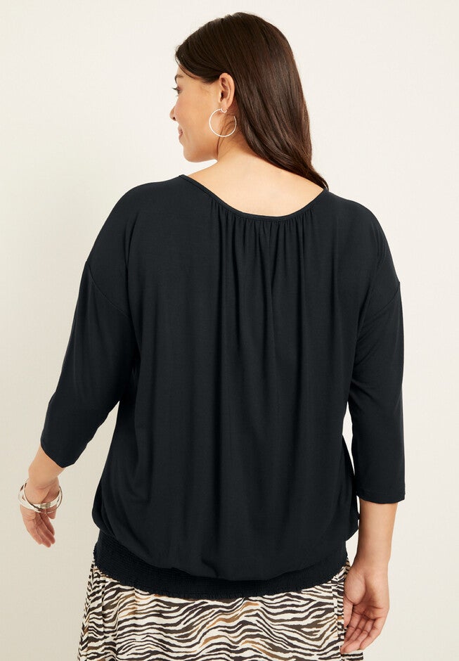 Shirred Scoopneck Top, , on-hover image number null