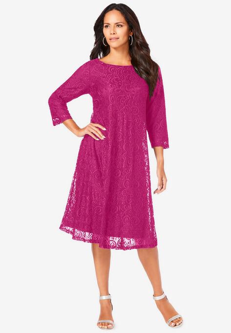 Lace Swing Dress, RASPBERRY, hi-res image number null