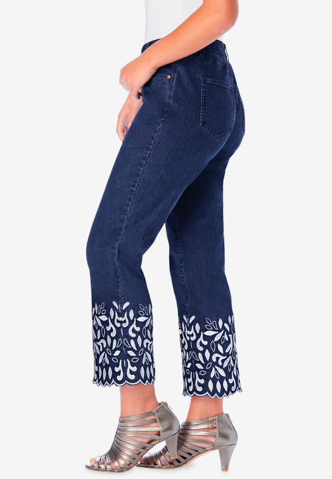 Straight-Leg Embroidered Jeans, , alternate image number 2