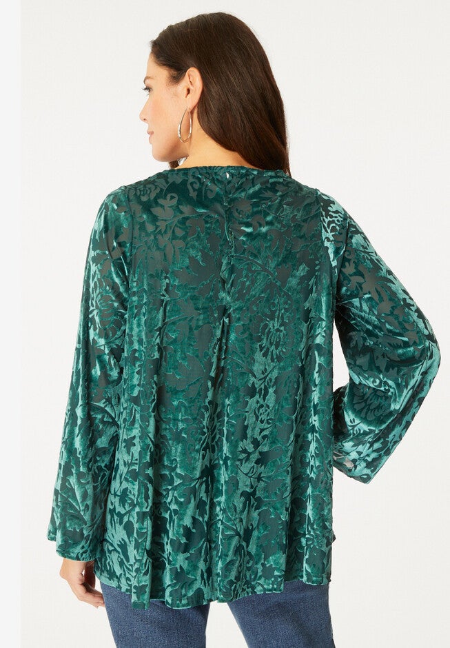 Notch-Neck Devoré Top, , on-hover image number null