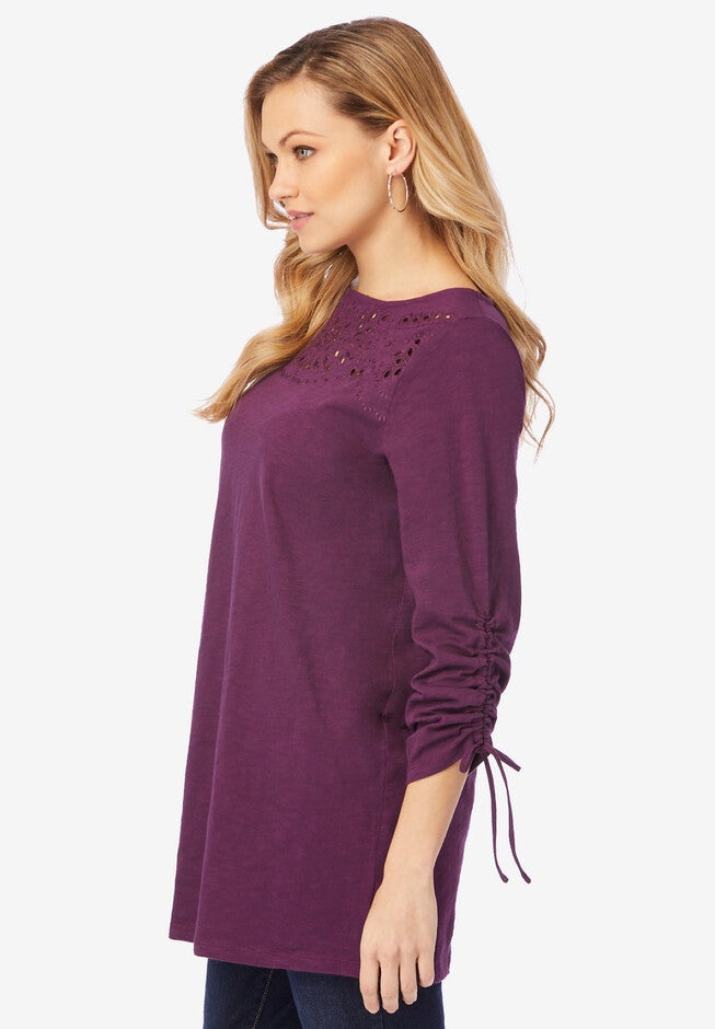 Boatneck Bracelet-Sleeve Tunic, , alternate image number null