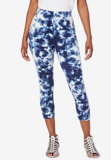 Essential Stretch Capri Legging, NAVY EYELET TIE DYE, hi-res image number null