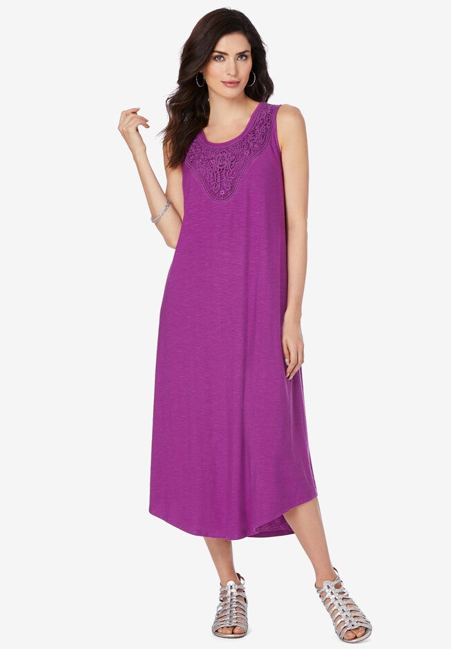Lace Tank Dress, PURPLE MAGENTA, hi-res image number 0