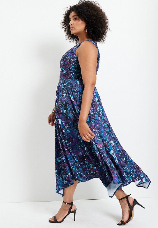 V-Neck Hanky-Hem Swing Dress, , alternate image number 2