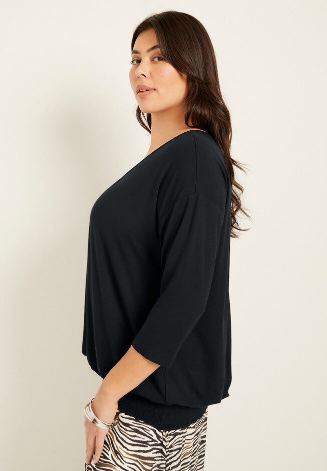 Shirred Scoopneck Top, , alternate image number null