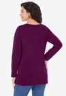 Long-Sleeve Henley Ultimate Tee with Sweetheart Neck, , on-hover image number null