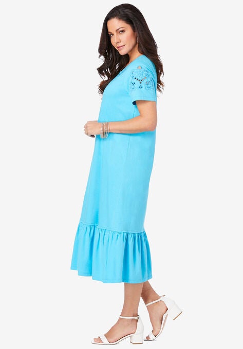 Eyelet Cutout Dress, , alternate image number null