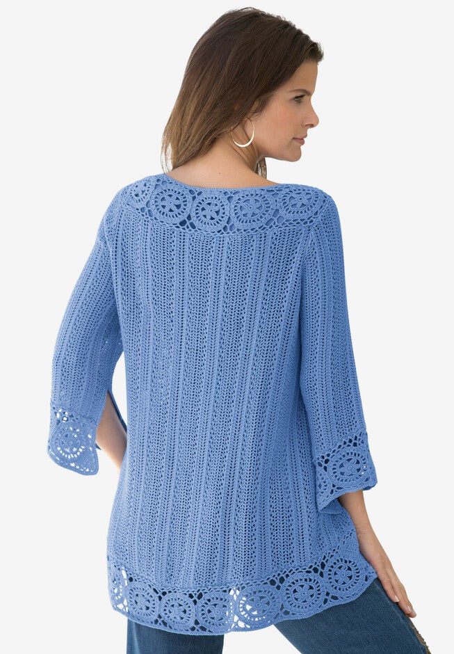 Lily Crochet Trim Sweater, , on-hover image number 1