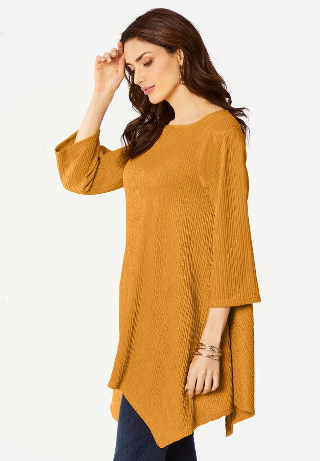 Textured Knit Hanky-Hem Top, , alternate image number null