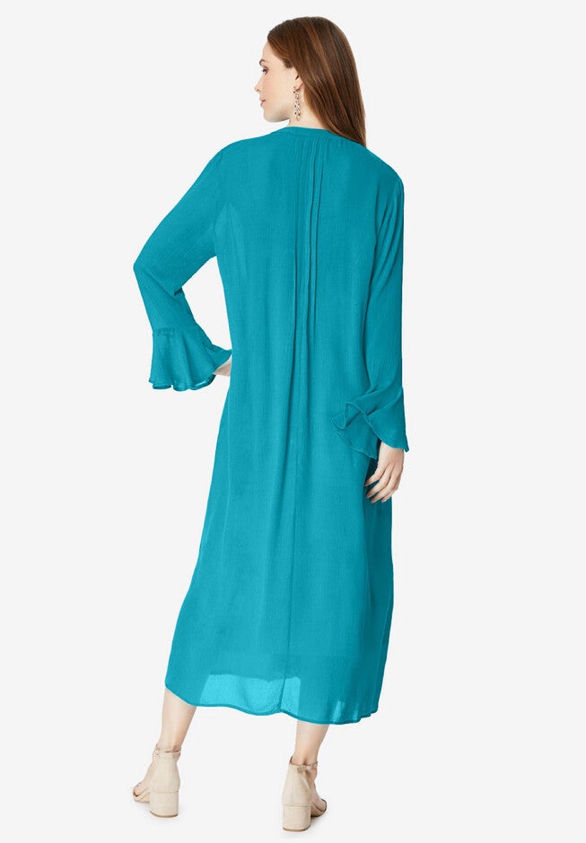 Ruffle Pintuck Crinkle Dress, , on-hover image number 1