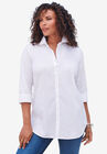 Three-Quarter Sleeve Kate Big Shirt, WHITE, hi-res image number null