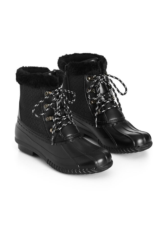 Ariah Cold Faux Fur Ankle Weather Boot, BLACK, alternate image number null