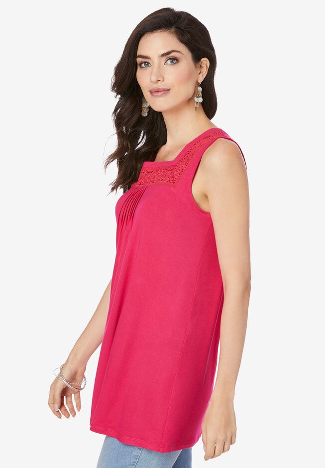 Eyelet Square-Neck Tank, , alternate image number null