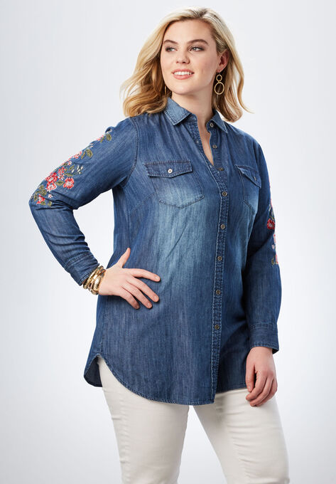Olivia Denim Shirt| Plus Size Tops | Fullbeauty