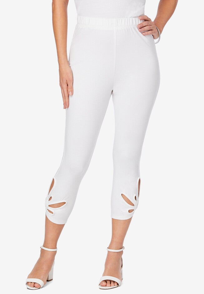 Cutout Capri Essential Leggings, WHITE, hi-res image number null