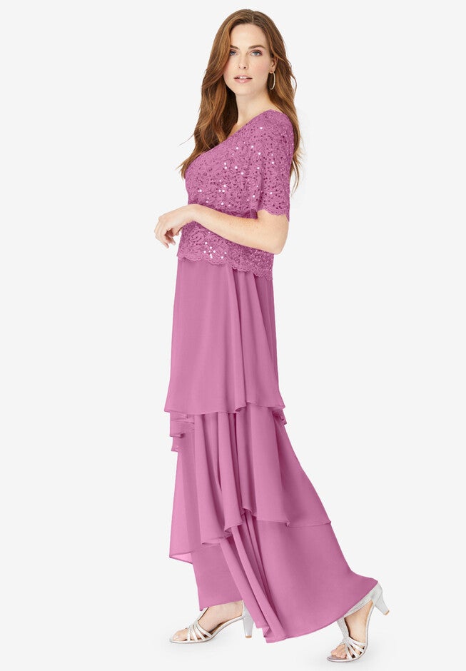 Chiffon Tiered Maxi Dress, , alternate image number 2
