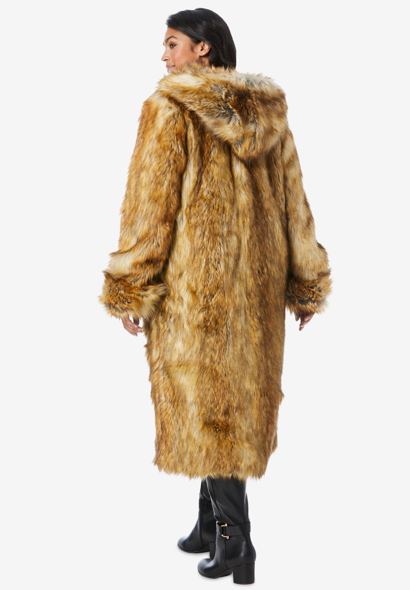 Full Length Faux Fur Coat with Hood Fullbeauty Outlet