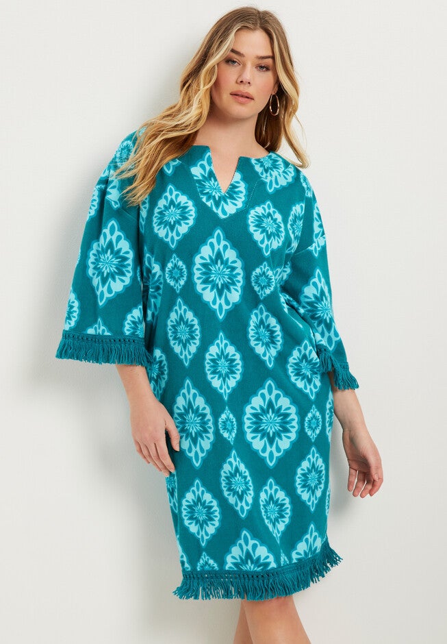 Boho Terry Boardwalk Shirtdress, , alternate image number 3