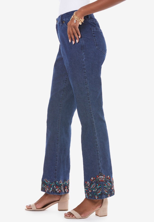Batik Embroidered Bootcut Jean, , alternate image number null
