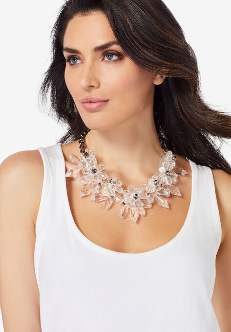 Floral Cluster Necklace, CLEAR, hi-res image number null