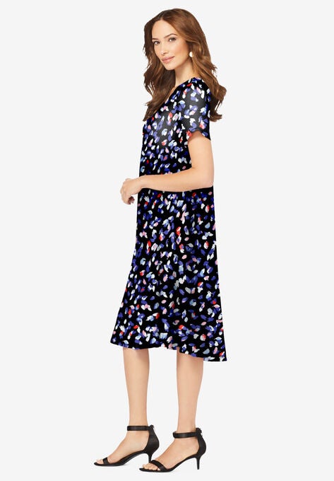Ultrasmooth® Fabric V-Neck Swing Dress, , alternate image number null