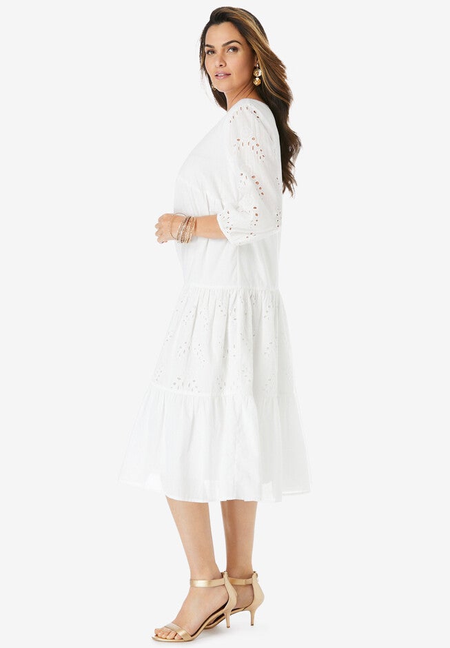 Eyelet Ruffle Dress, , alternate image number 2