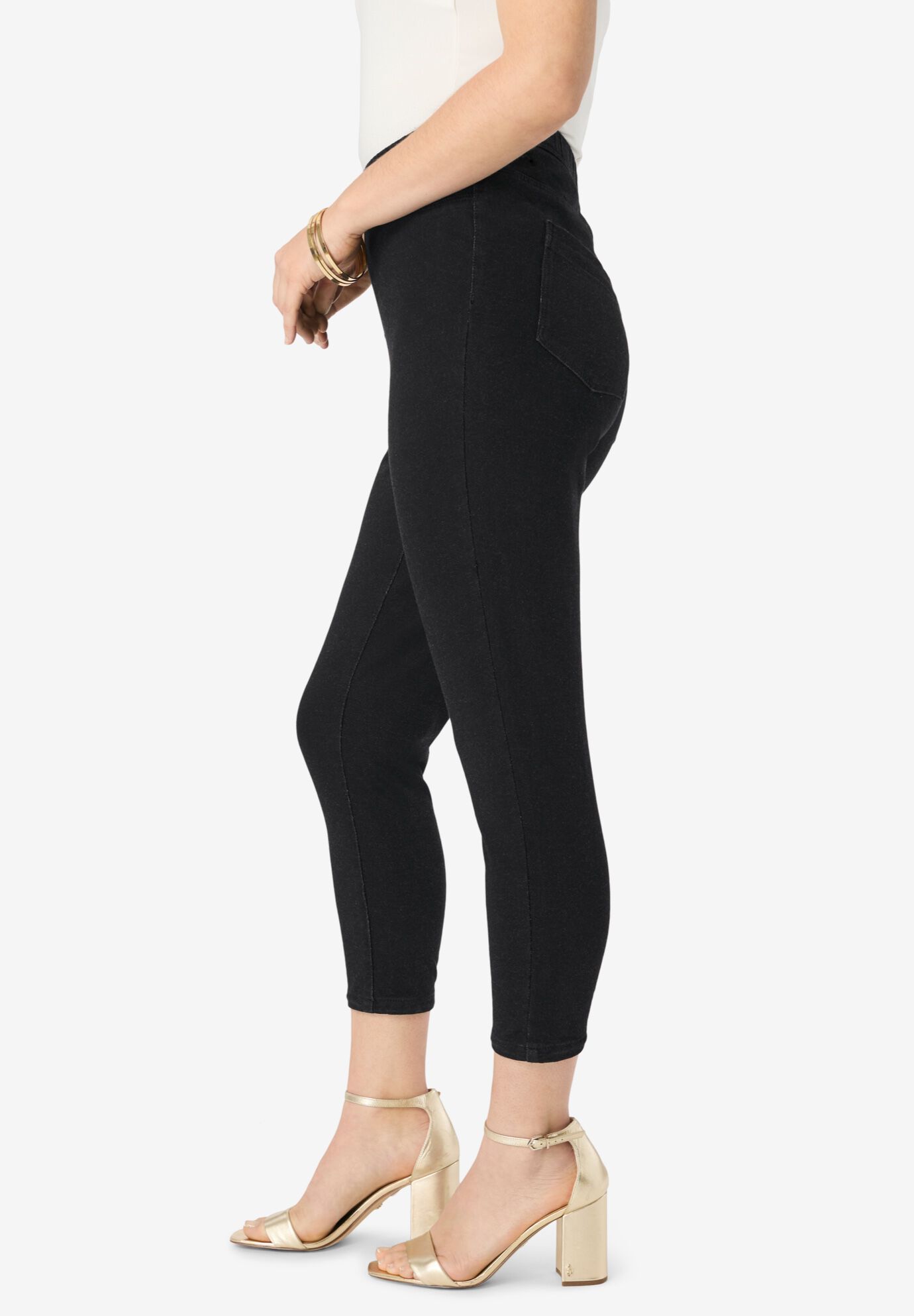 Knit Jean Capri, BLACK, alternate image number 2