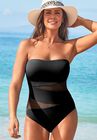 Mesh Wrap Bandeau One Piece Swimsuit, , hi-res image number null