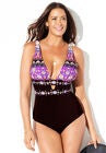 Plunge One Piece Swimsuit, ENGINEERED BRIGHT FUCHSIA, hi-res image number null