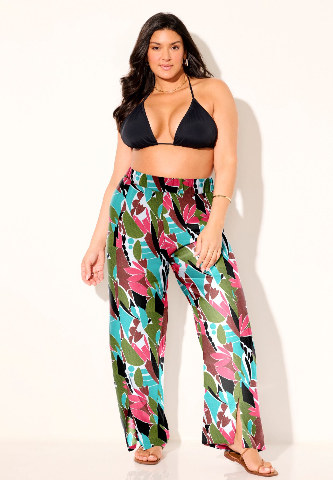 Elastic Waist Lounge Cover Up Pant, ABSTRACT ISLAND, alternate image number 2