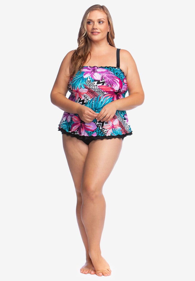 Ruffle-Edge Tankini Top by Maxine of Hollywood, , alternate image number null