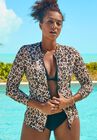 Chlorine Resistant Zip Up Swim Shirt, , alternate image number null