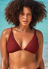O-Ring Knit Mesh Overlay Bikini Top, MAROON, hi-res image number null